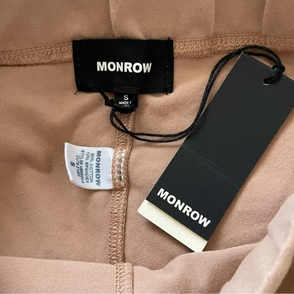 NWT Monrow Biker Shorts in Latte Tan. Cotton/Spandex blend. Size Small. - Picture 4 of 6